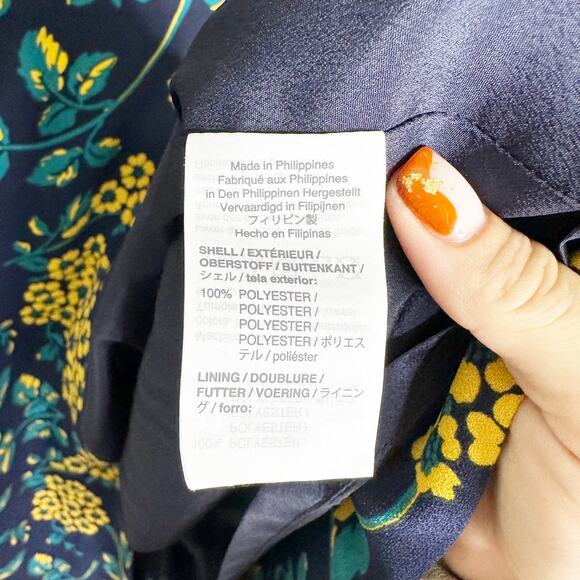 J Crew Blue Golden Floral Wrap Dress in 365 Crepe Size 6 NWT - Picture 7 of 9